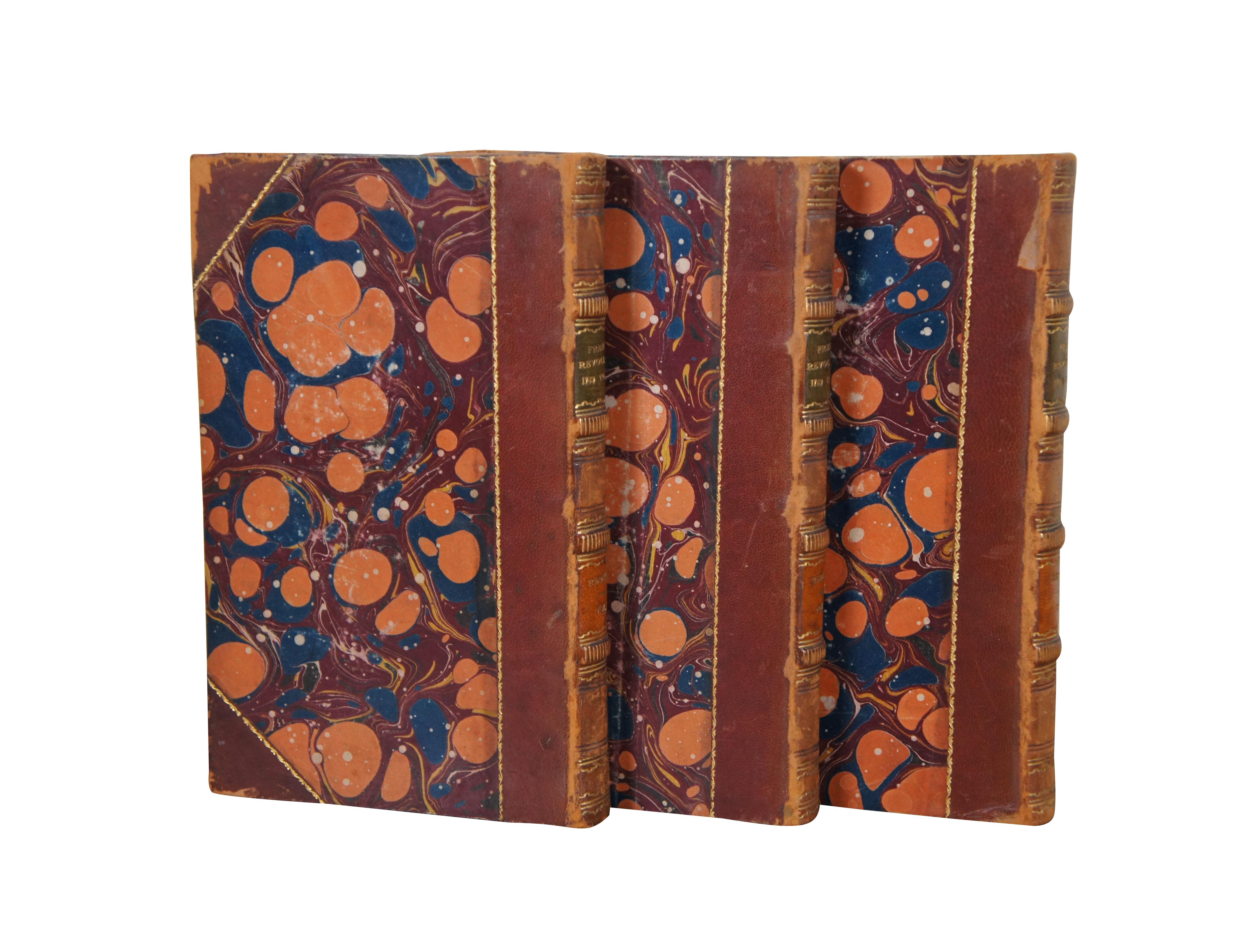 3 Bände Antikes Lederbuchset aus dem Jahr 1849, Redhead, Französische Revolutionen, Redhead (Viktorianisch) im Angebot