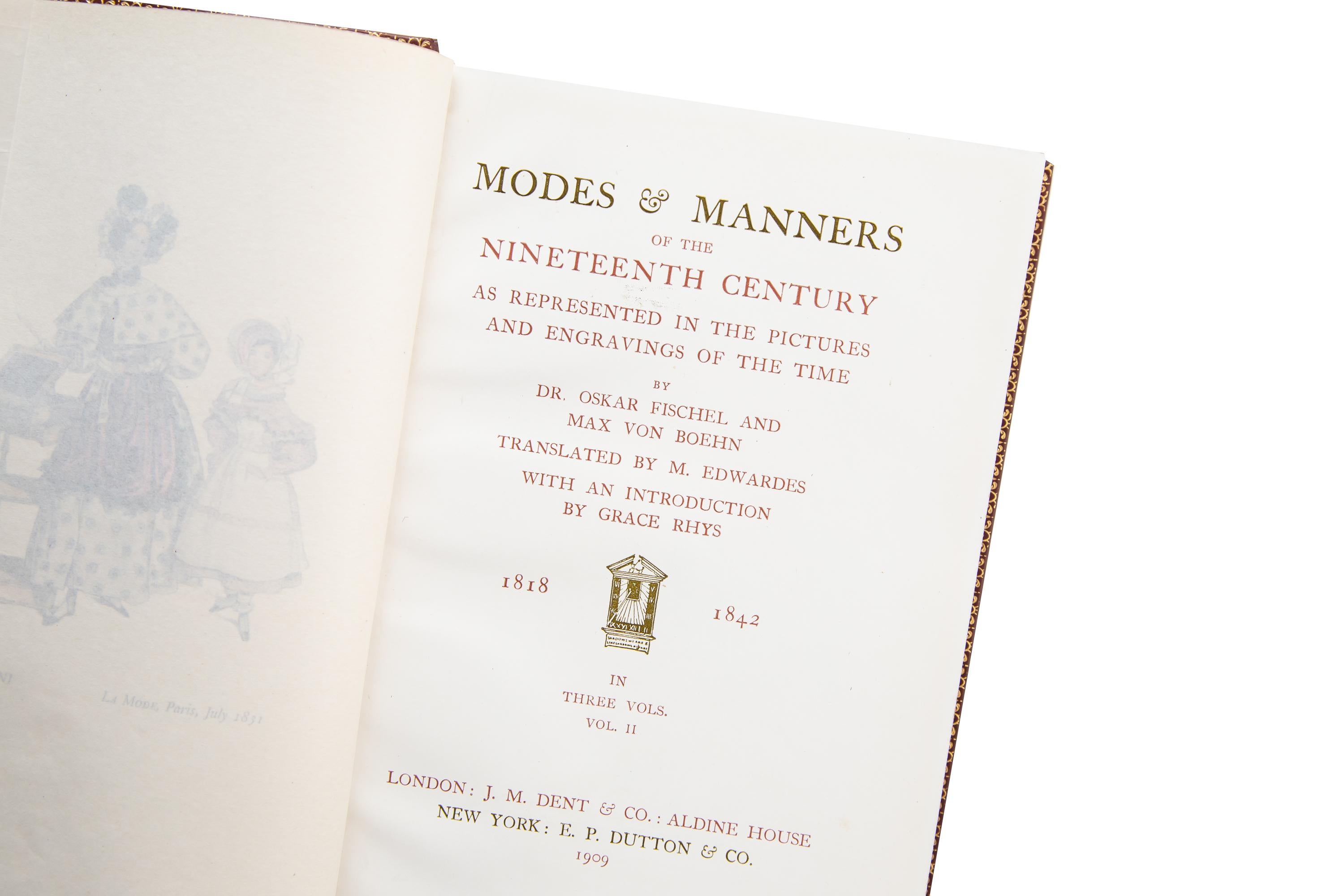 English 3 Volumes. Dr. Oskar Fischel & Max Boehn, Modes and Manners of the 19th Century For Sale