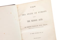 3 Volumes. Henry Hallam, View of the State of Europe During the Middle Ages.