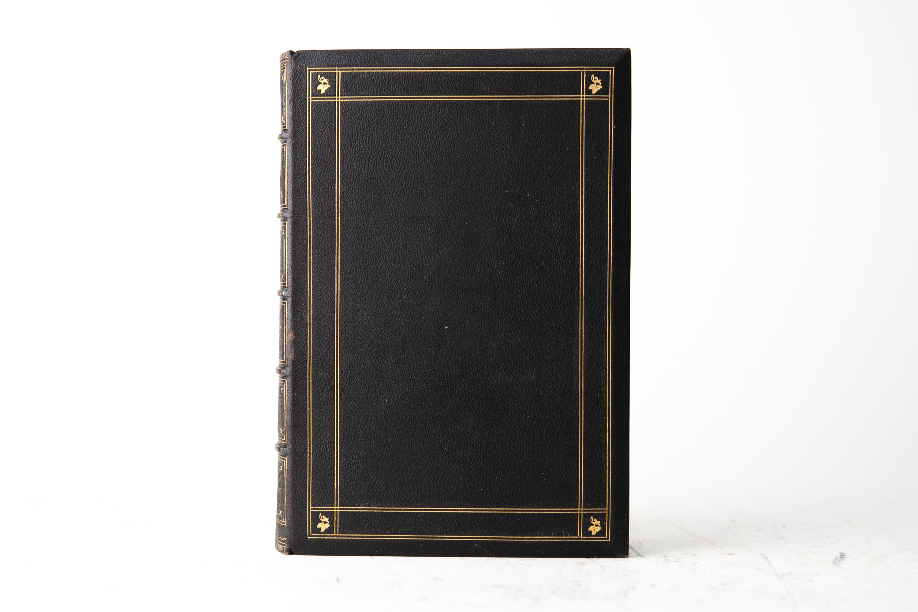 3 Volumes. John Ruskin, The Stones of Venice. Second Edition. Bound in full brown morocco with the covers and raised band spines displaying gilt-tooling. All edges gilt with gilt-tooled dentelles and marbled endpapers. Illustrations drawn by the