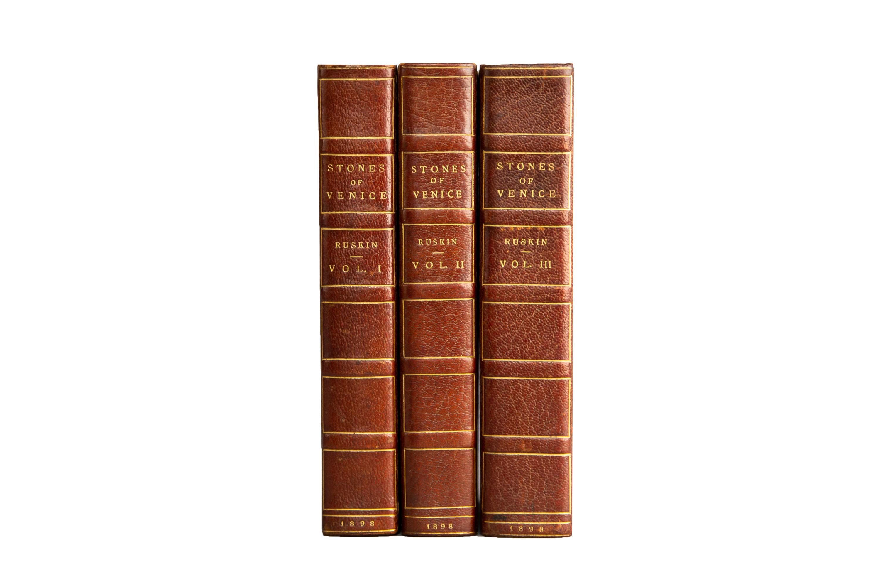 3 Volumes. John Ruskin, Les Pierres de Venise.