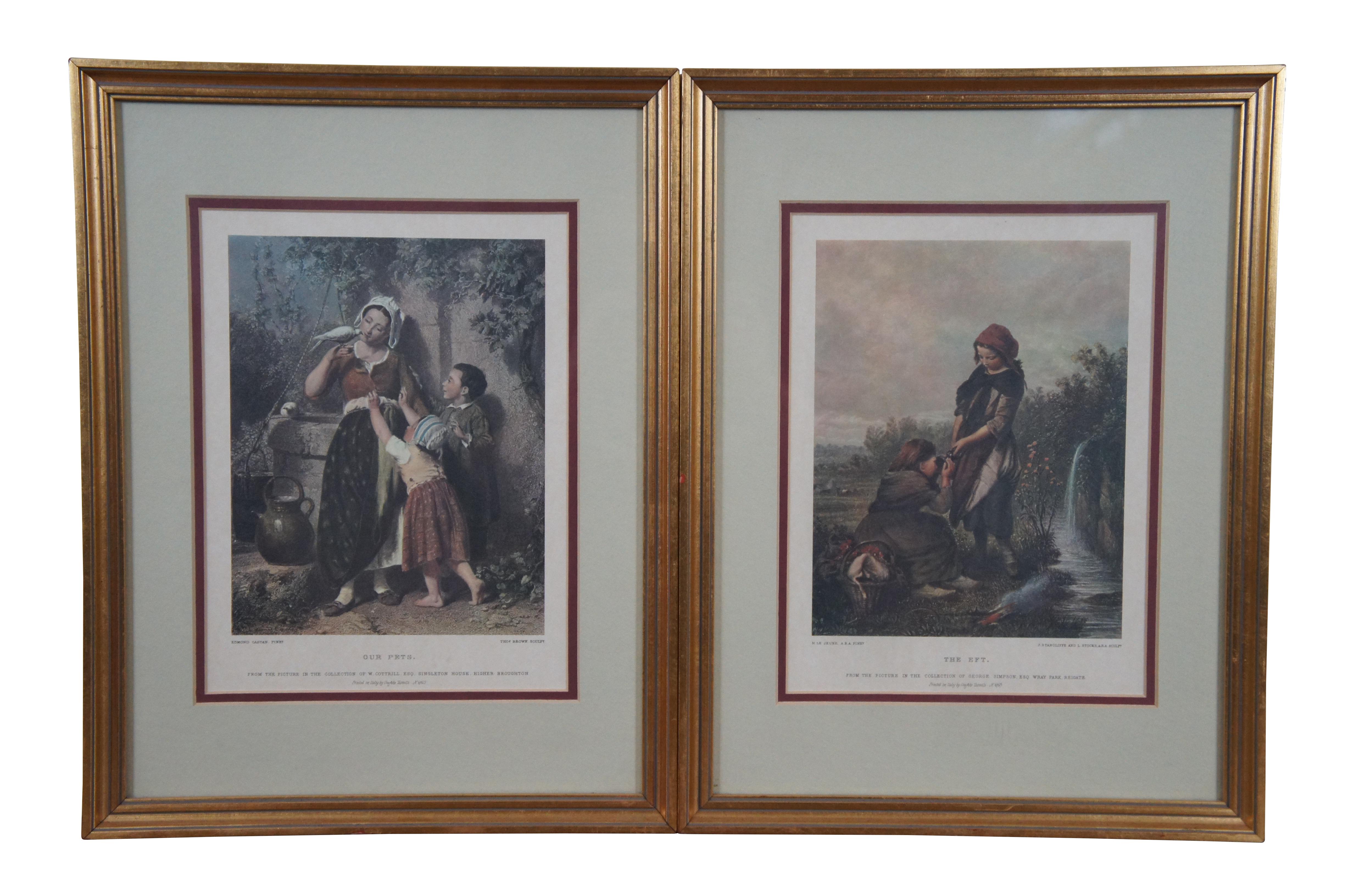 Set of three vintage lithograph prints: 