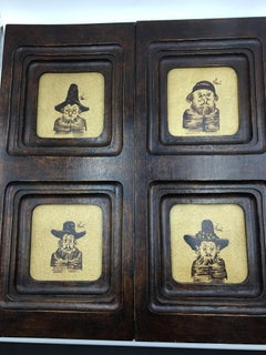 3 Walnut Wood Frame Arthur Rackham "Rip Van Winkle", circa 1904
