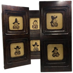 3 Walnut Wood Frame Arthur Rackham "Rip Van Winkle", circa 1904