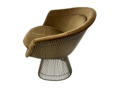2 Warren Platner Velvet Lounge Chairs with Matching 0ttoman