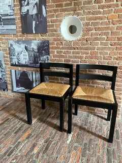 3 Wenge/Black Martin Visser for 't Spectrum Chairs, 1960's