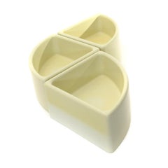 3 White Plastic Corner Flower Pots by Elco, 1970s