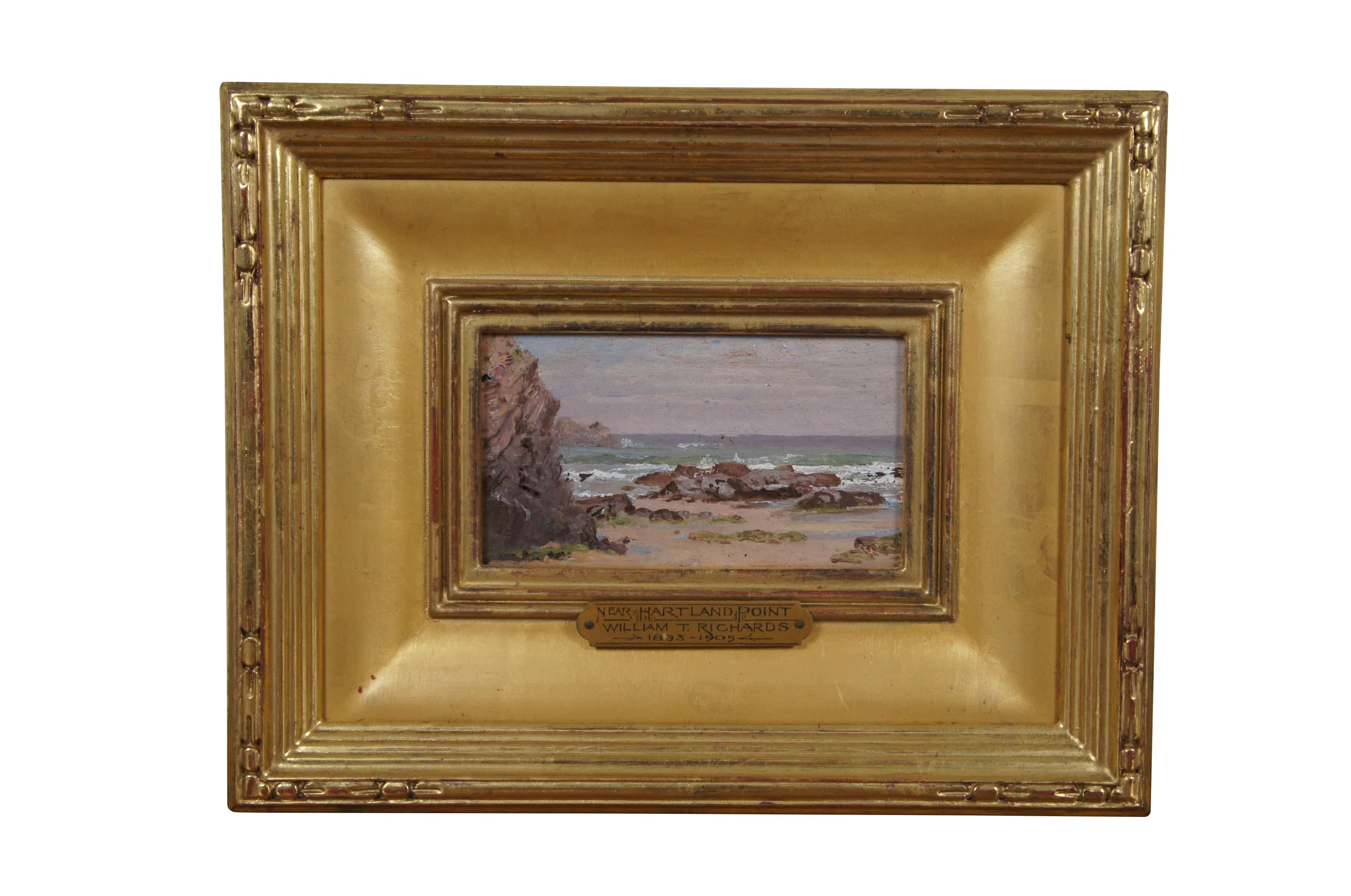 3 William Richards Oil on Board Seascape Paintings Capri Naples Hartland Point In Good Condition For Sale In Dayton, OH