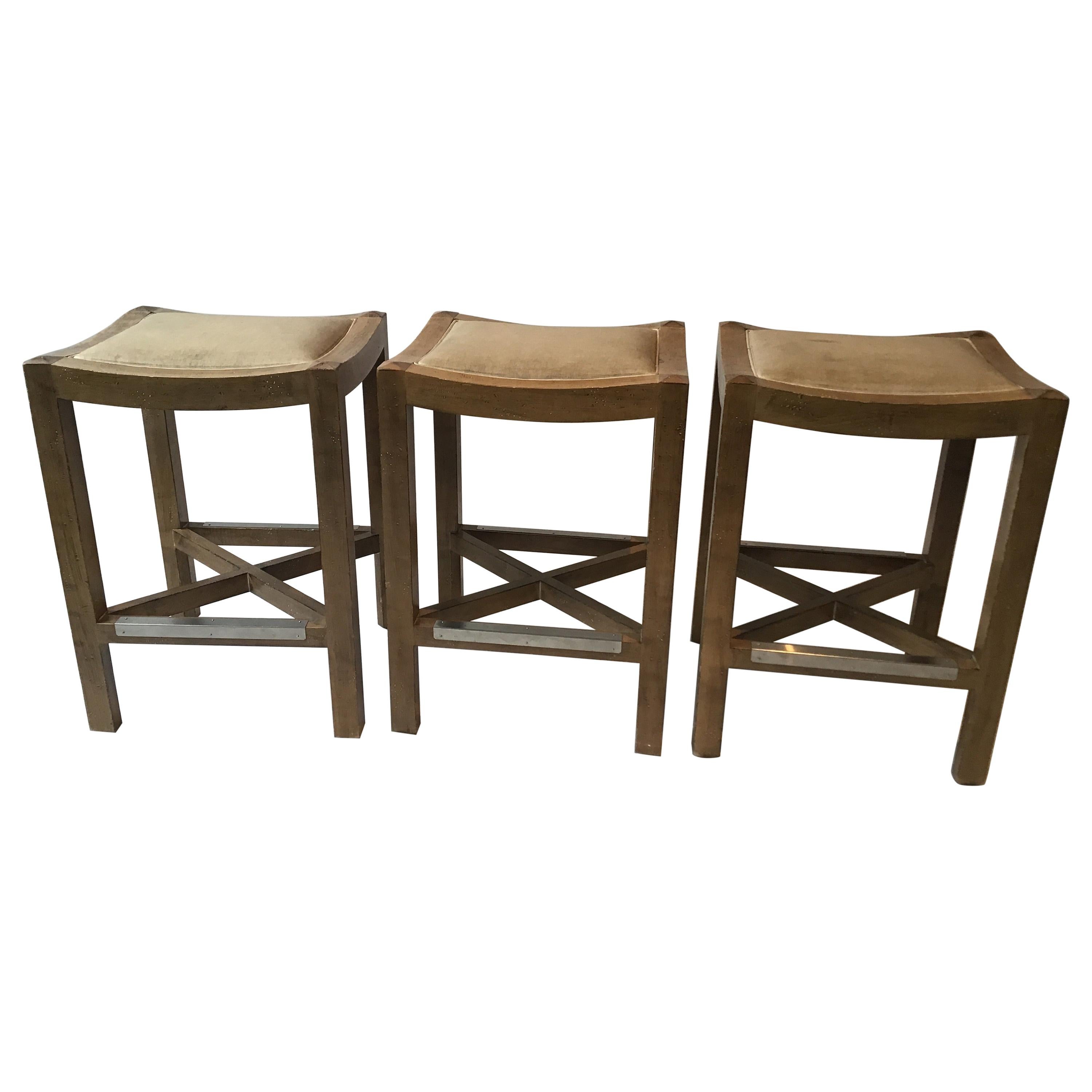 3 Wood Counter Stools by Lee Industries