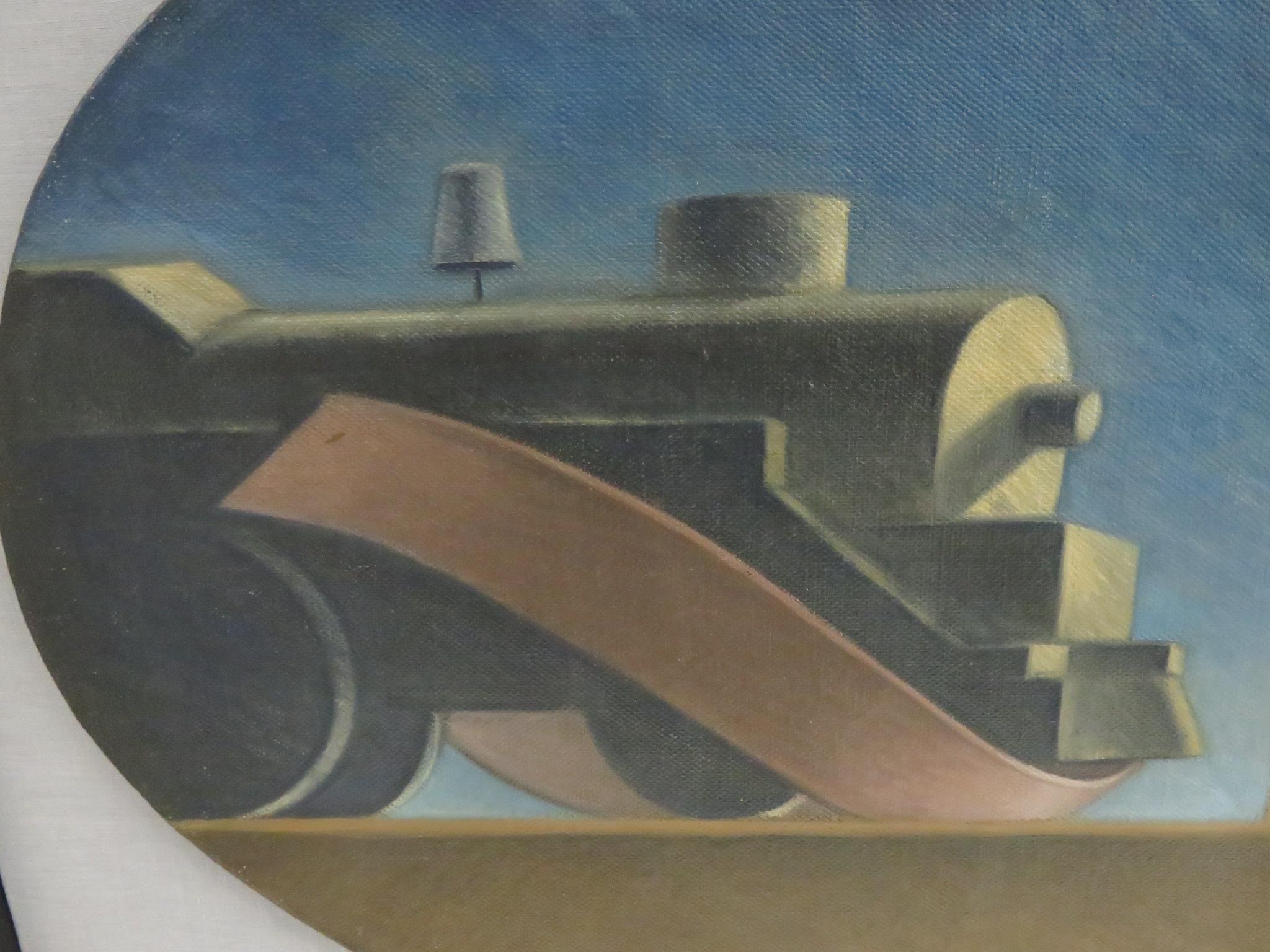3 WPA Paintings Oil on Canvas Ribbon Trains  For Sale 4