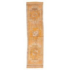 3 x 11 Runner in lana turca vintage fatto a mano con motivi a stella e toni terrosi