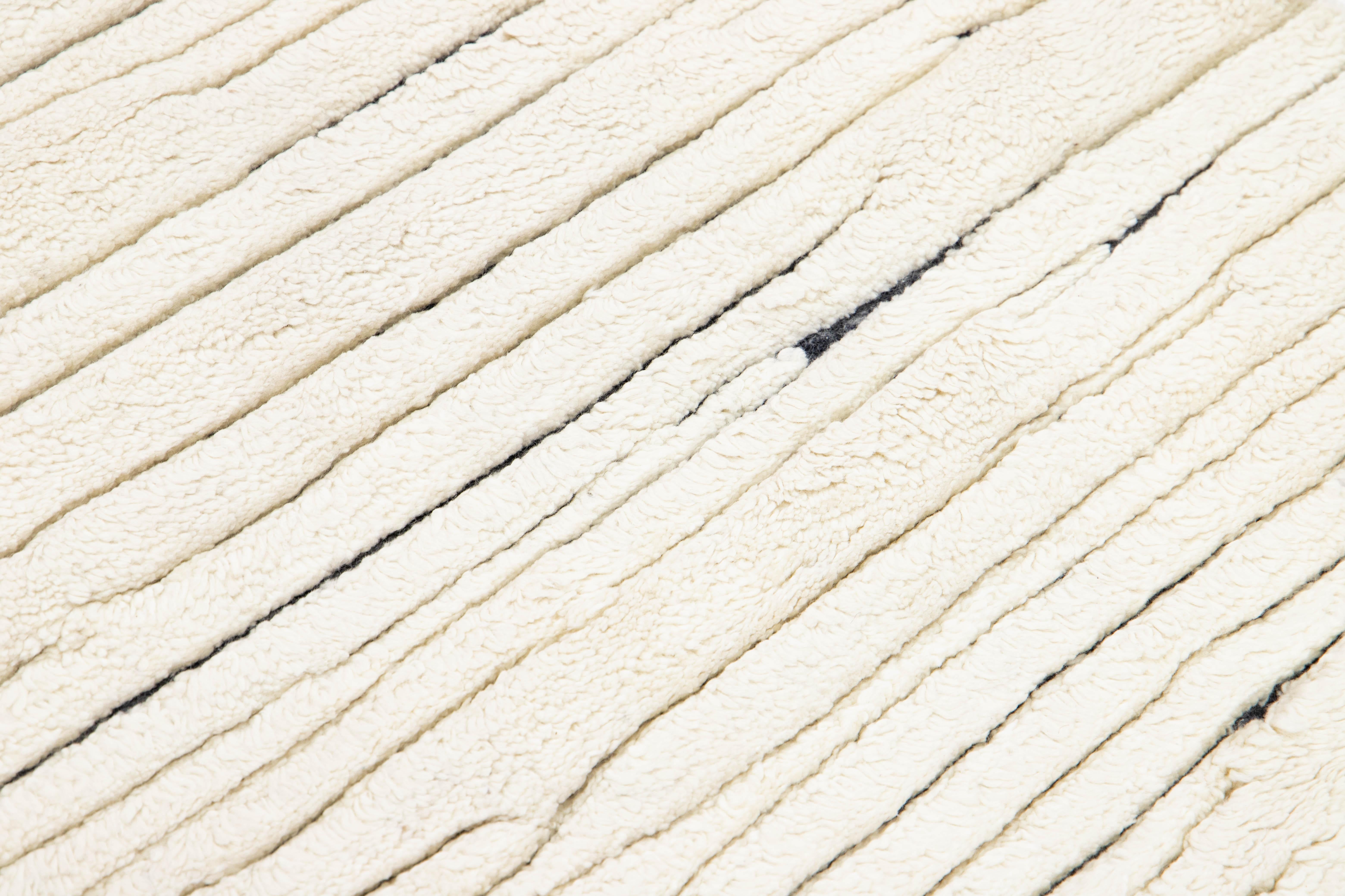 3 X 12 Contemporary Ivory Moroccan Style Handmade Wool Runner For Sale 4