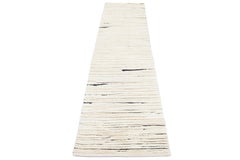 3 X 12 Contemporary Ivory Moroccan Style Handmade Wool Runner