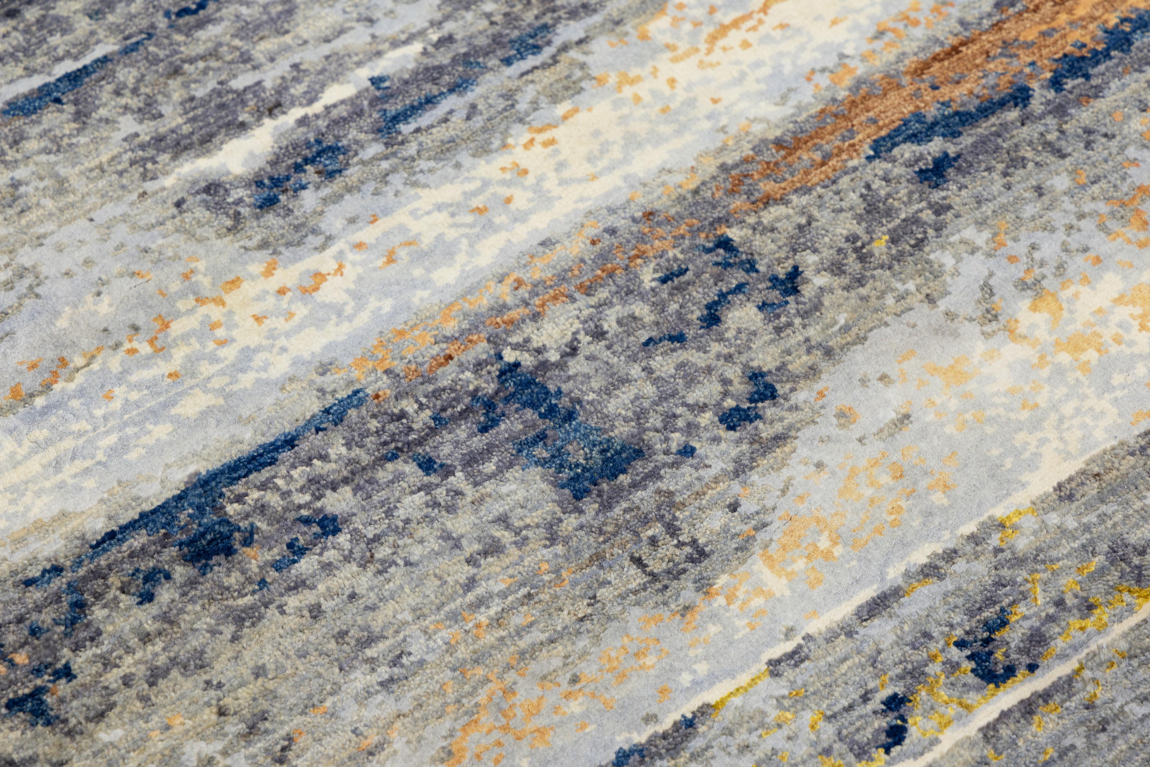 3 x 12 Moderne abstrakte entworfen handgefertigte Wolle und Seide Teppich In Multicolor im Angebot 3