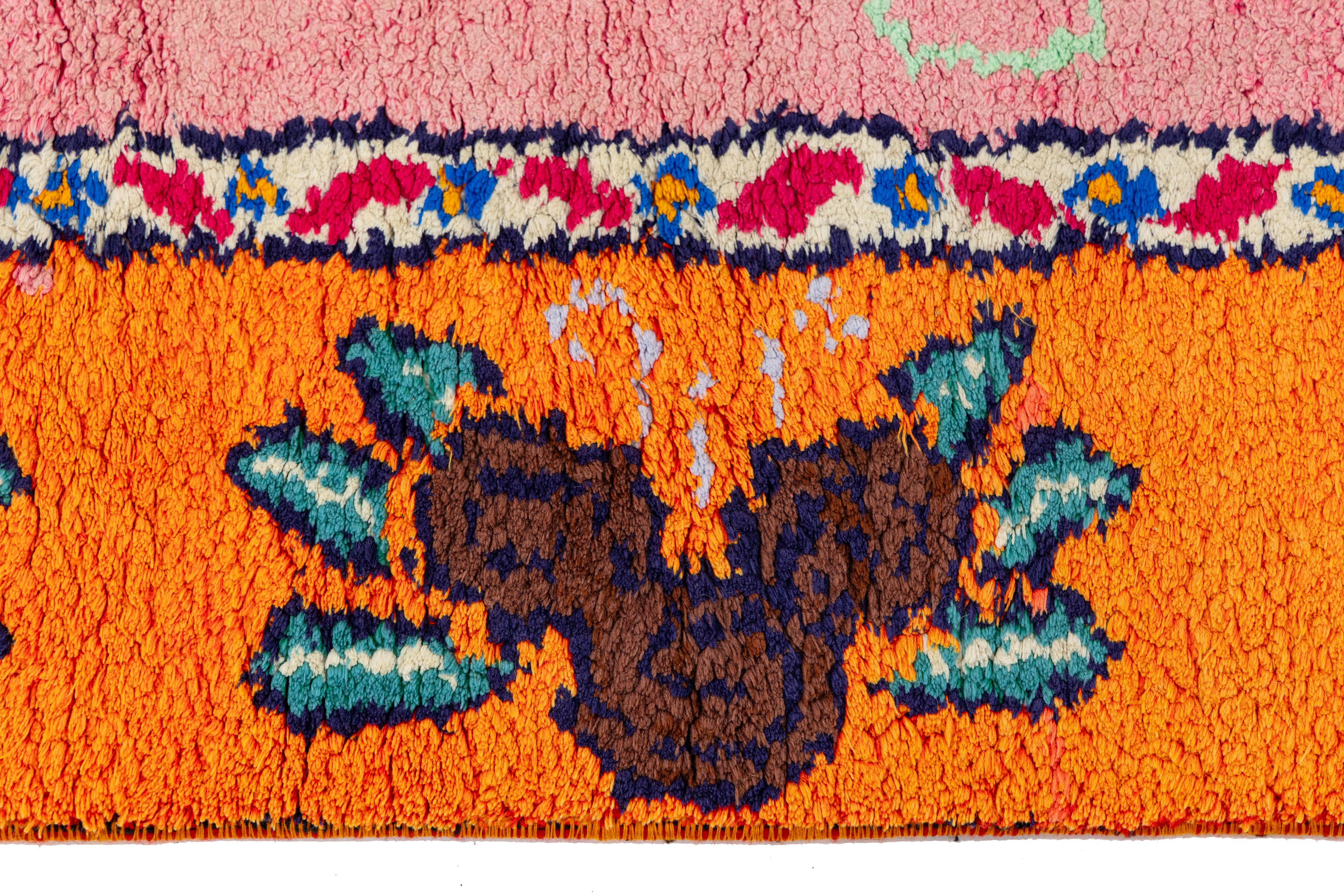 3 x 13 Handmade Vintage Turkish Wool Runner with Vibrant Floral Motifs For Sale 4