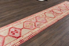 3 x 13 Vintage Turkish Anatolian Beige Wool Rug With Tribal Design