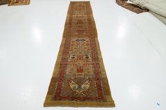 3 x 15 Vintage Bakshaeish Persian Wool Runner In Brown With Tribal Design