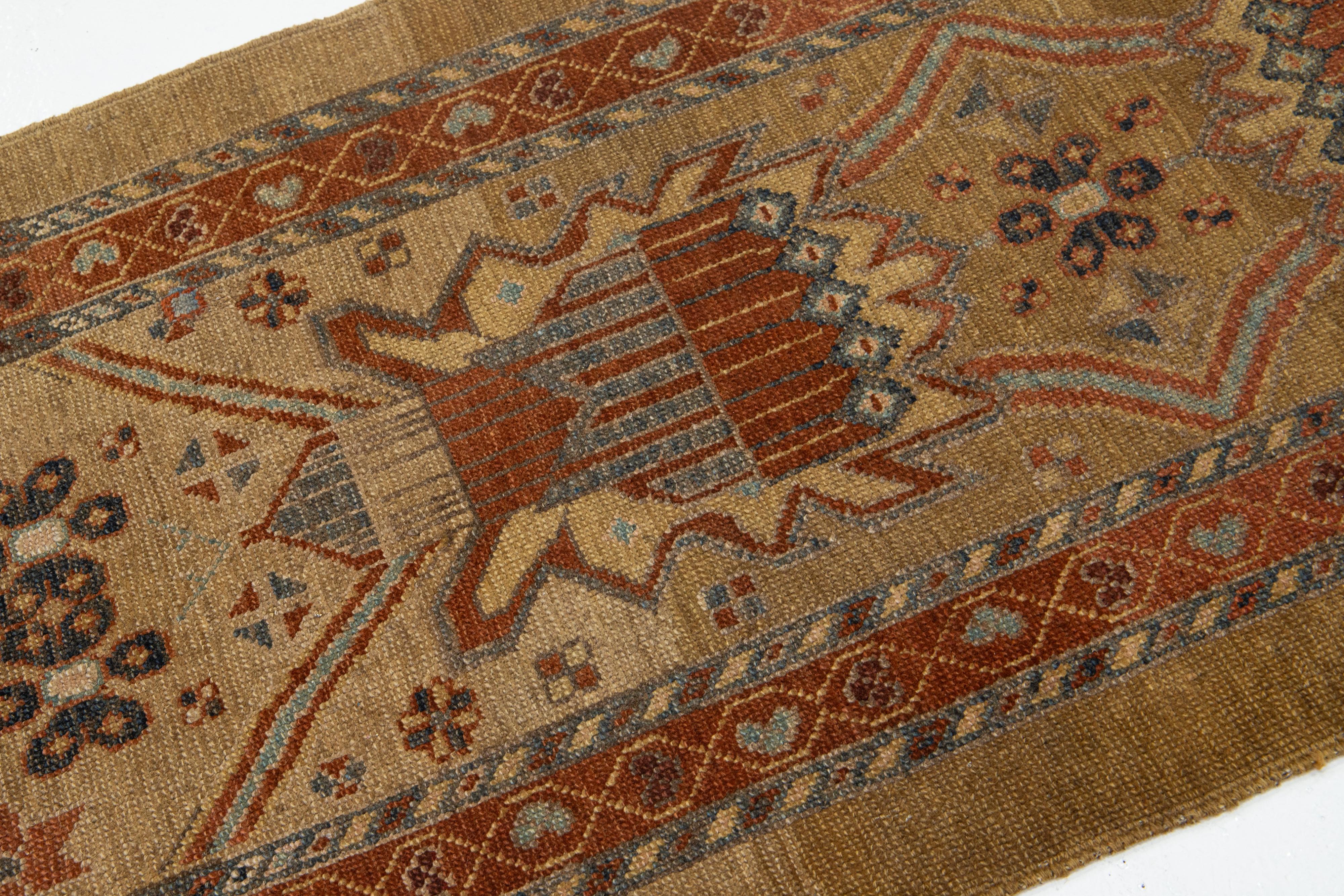 3 x 15 Vintage Bakshaeish Persische Wolle Läufer In Brown Mit Tribal Design (Islamisch) im Angebot