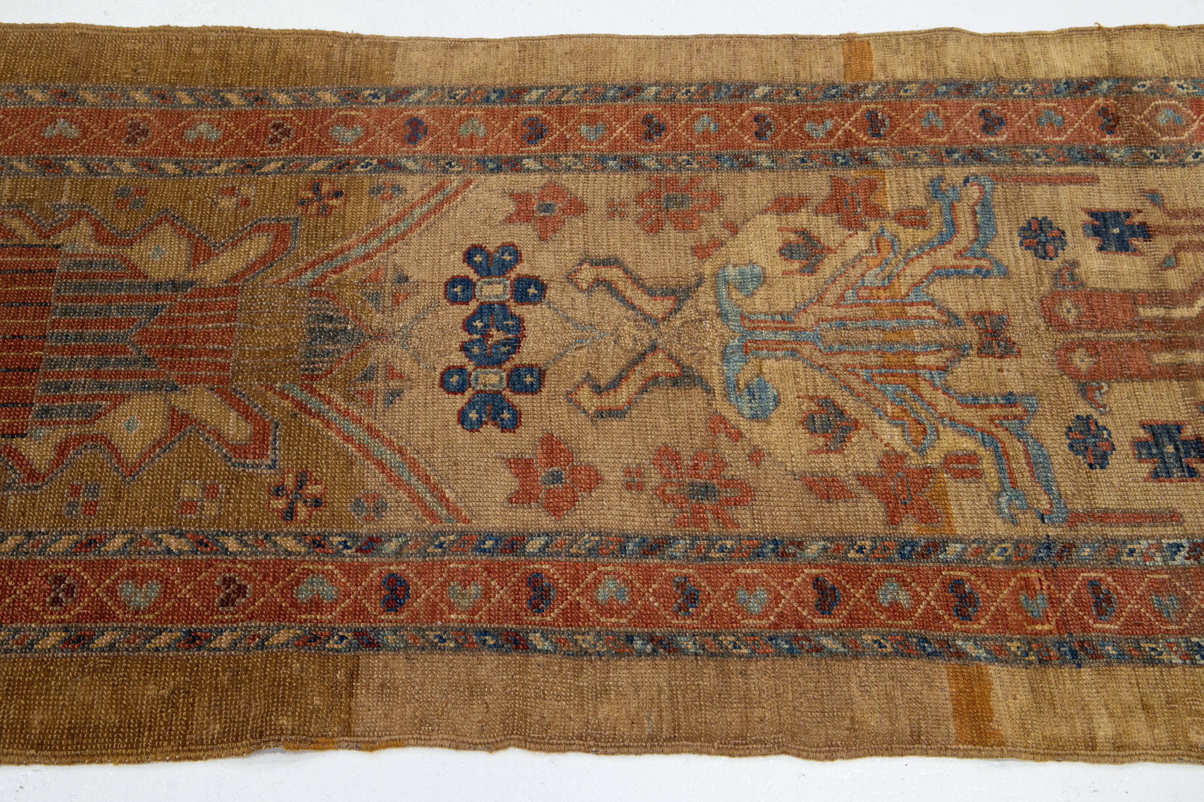 3 x 15 Vintage Bakshaeish Persische Wolle Läufer In Brown Mit Tribal Design (Afghanisch) im Angebot