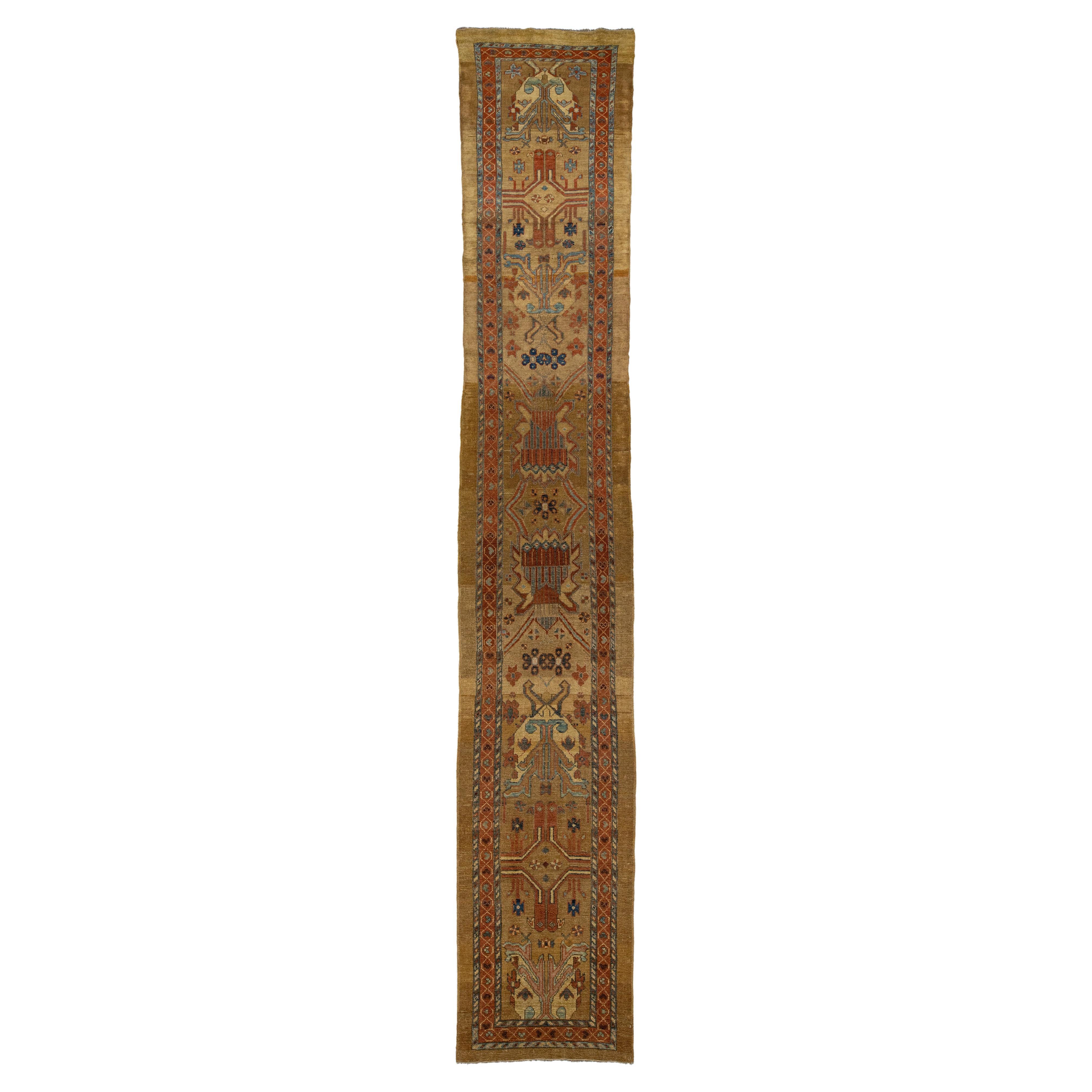 3 x 15 Vintage Bakshaeish Persische Wolle Läufer In Brown Mit Tribal Design