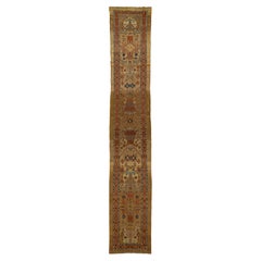 3 x 15 Vintage Bakshaeish Persian Wool Runner In Brown With Tribal Design