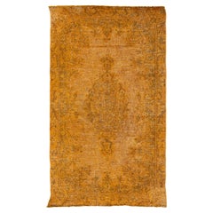 3 x 4 Orange Handmade Persian Overdyed Wool Rug With Medallion Motif 