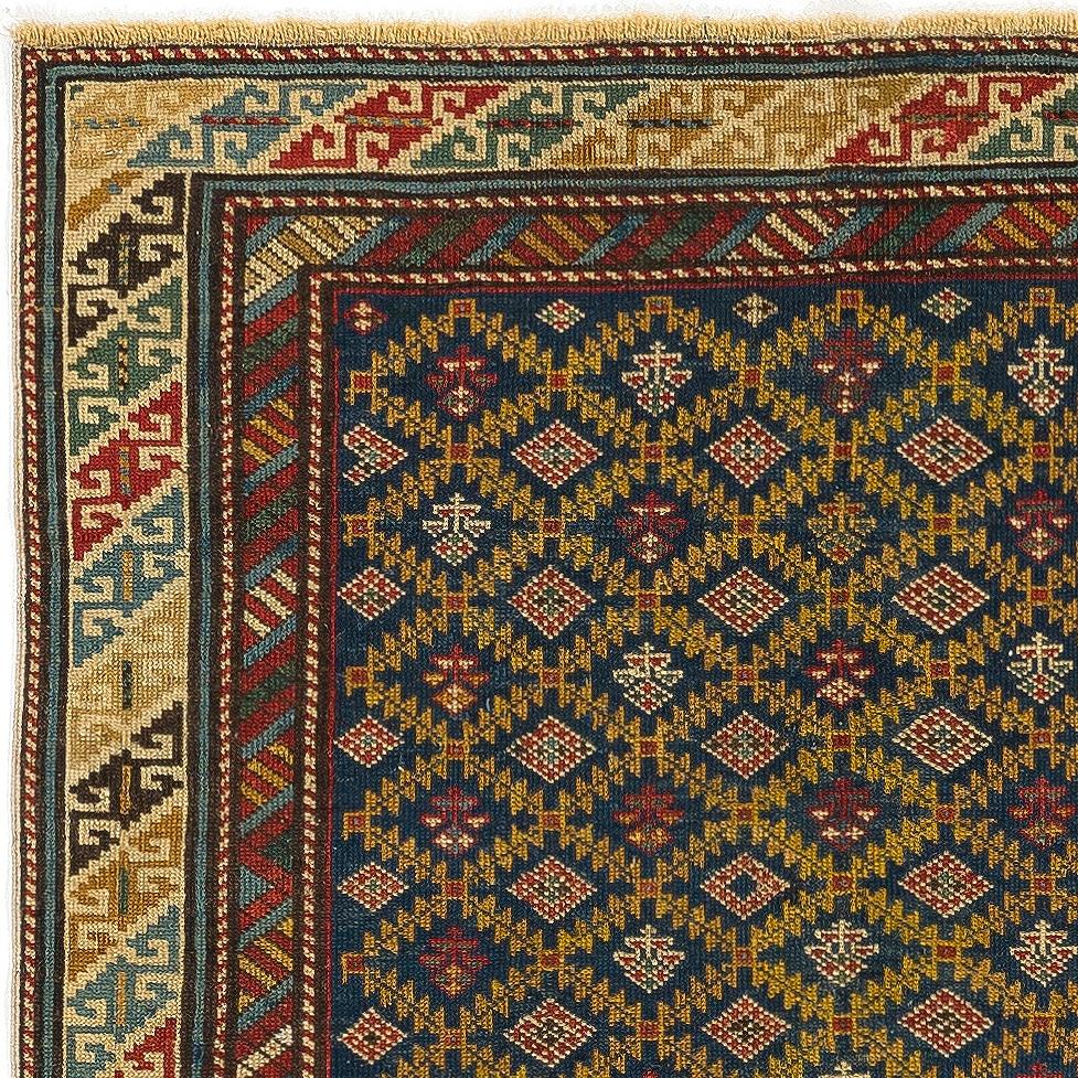 Caucasien 3' x 4'3'' Antique Caucasian Karagashli Shirvan Rug, Ca 1910 en vente