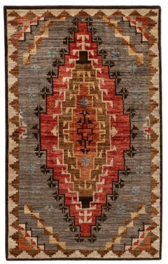 3' x 5' Hand-Knotted Afghan Southwestern Wool Rug – Tribal Geometric Medallion