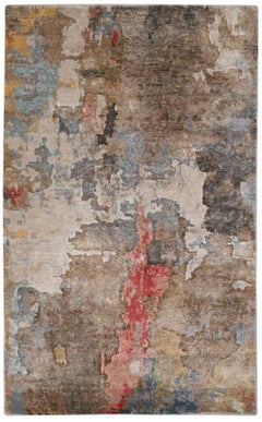 Tapis « Roya » en soie de bambou noué à la main, 3' x 5' – Tapis de luxe moderne et abstrait