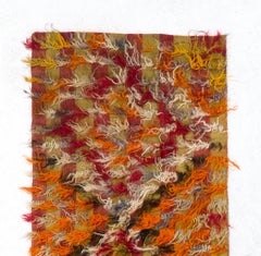 3'x6'3'' Mid Century Shag Pile Mohair Tulu Rug, One of a Kind Colorful Runner