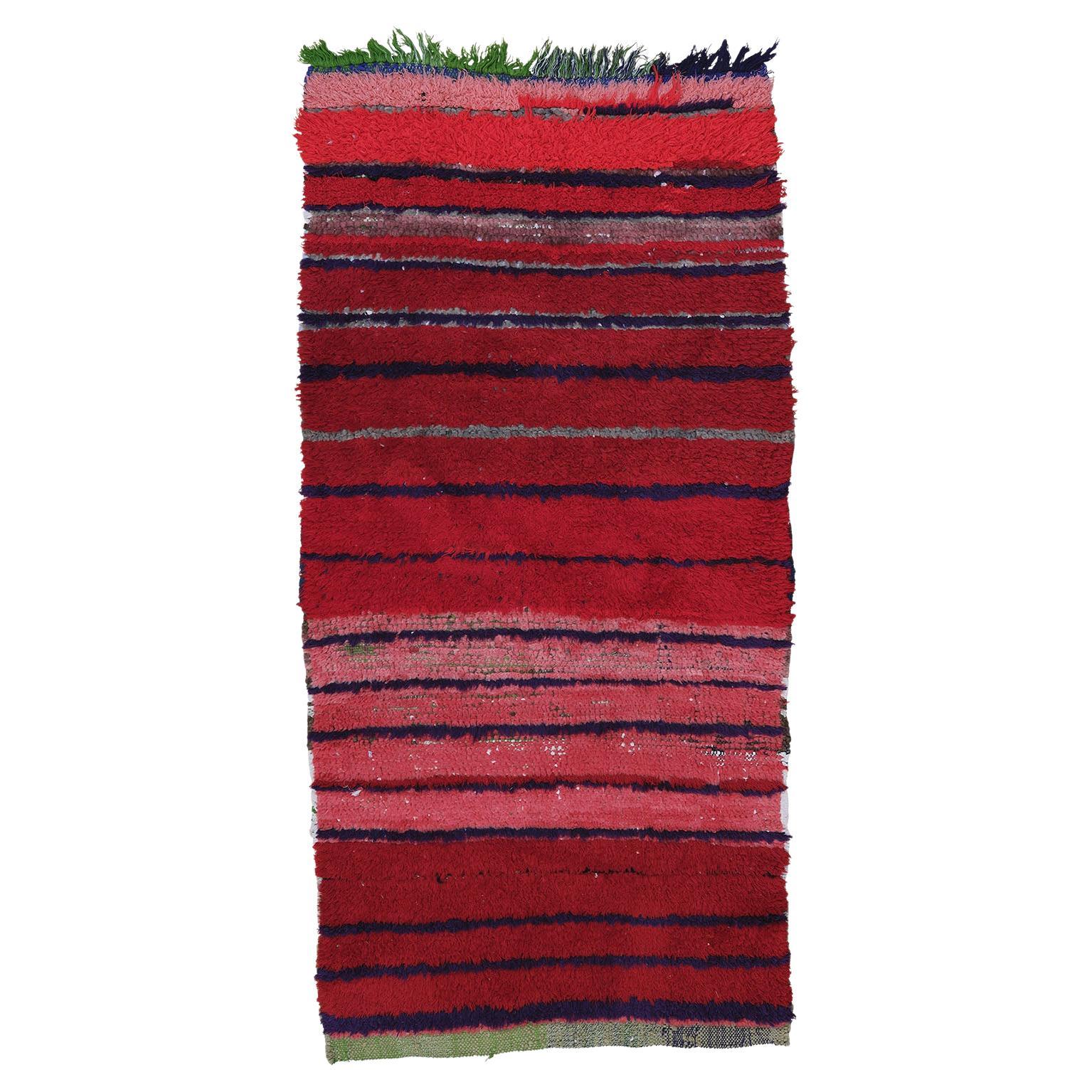 3’ x 6’4” Bou 05 Multicolor, Red Handmade Moroccan Cotton/Wool Boucherouite Rug