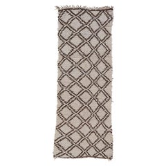 3’ x 7’6 1/2” Carya Brown, Ivory Handmade Moroccan Wool Vintage Rug
