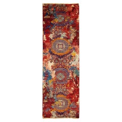 3 x 8 Transitional Wolle Teppich handgefertigt in Rot mit Allover-Design