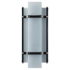3 x Art Deco Wall Sconce by Sofar, Nickel Bronze and Frosted Glass, France