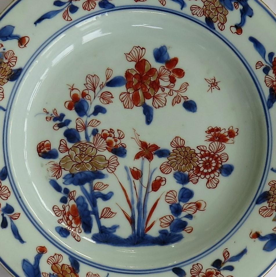 18th Century THREE Kangxi Chinese Export Porcelain Plates Artemisia Leaf Mark, Ca 1700