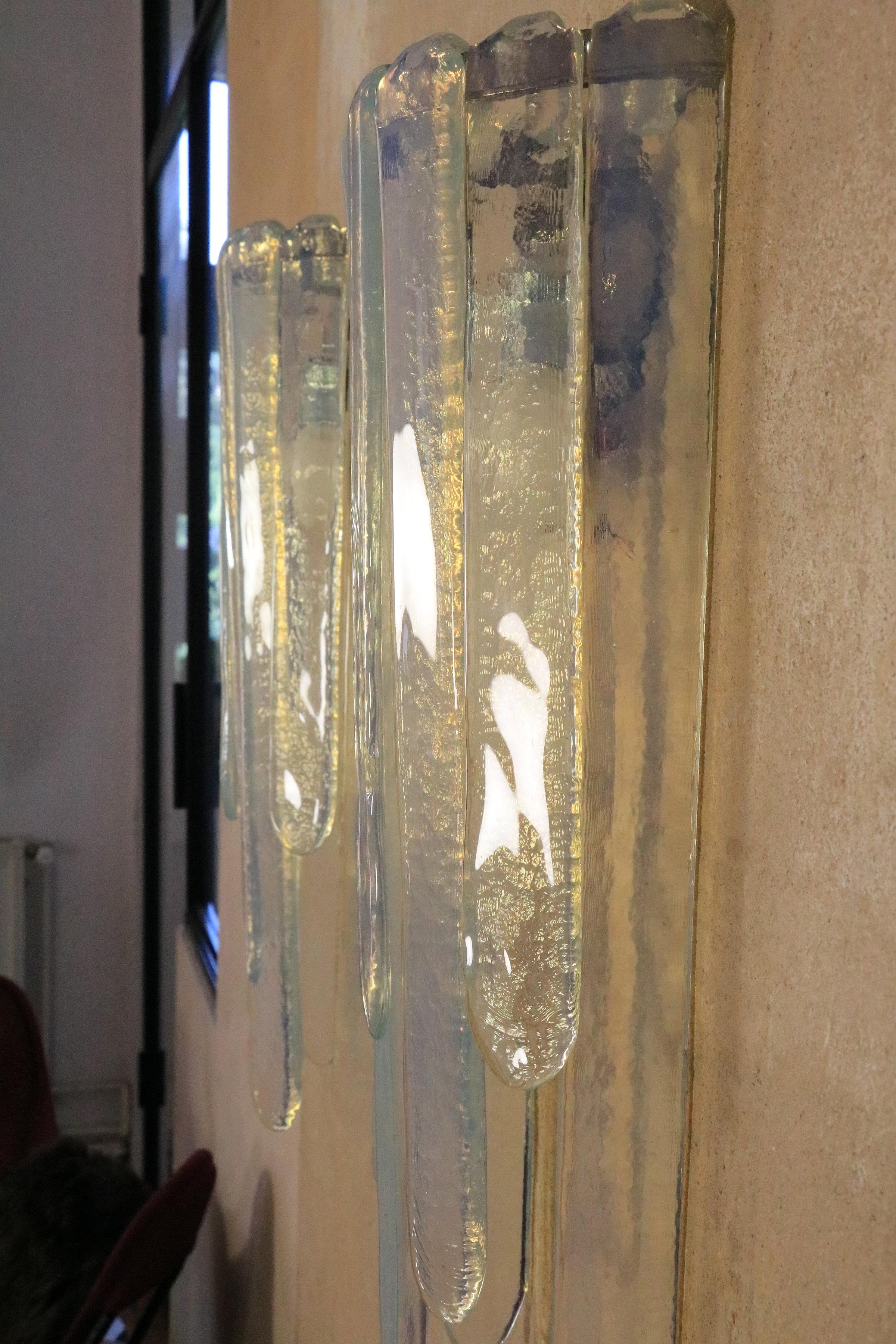 Ice Blue Murano Glass Wall Lamp by Carlo Nason for Mazzega, 1/2  In Excellent Condition For Sale In Berlin, BE