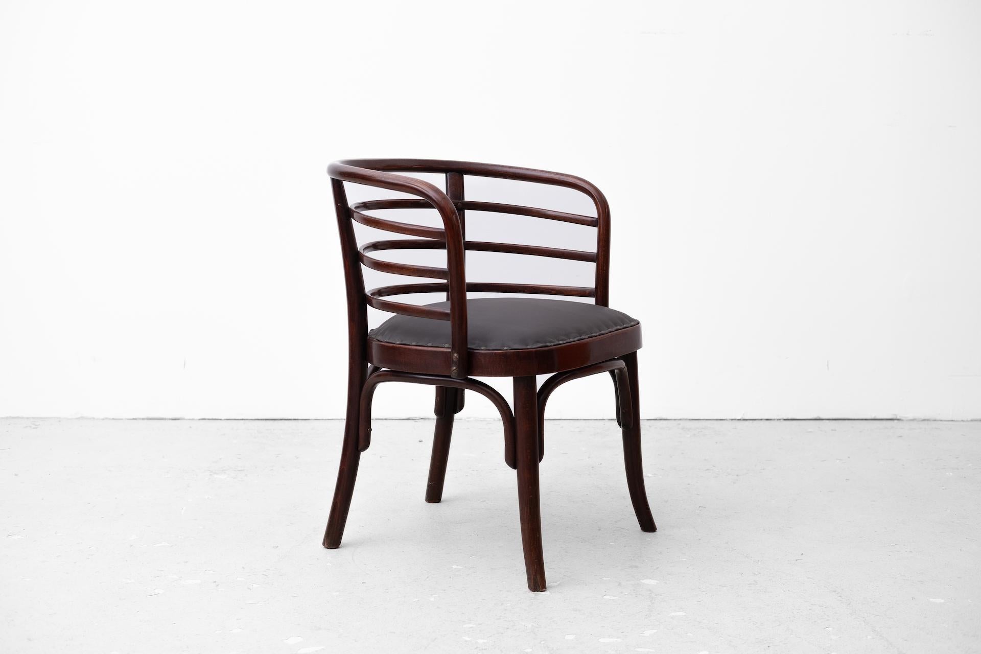 Leather 3 x original Thonet armchair by Josef Frank, Model A246/F (Vienna, 1930) For Sale
