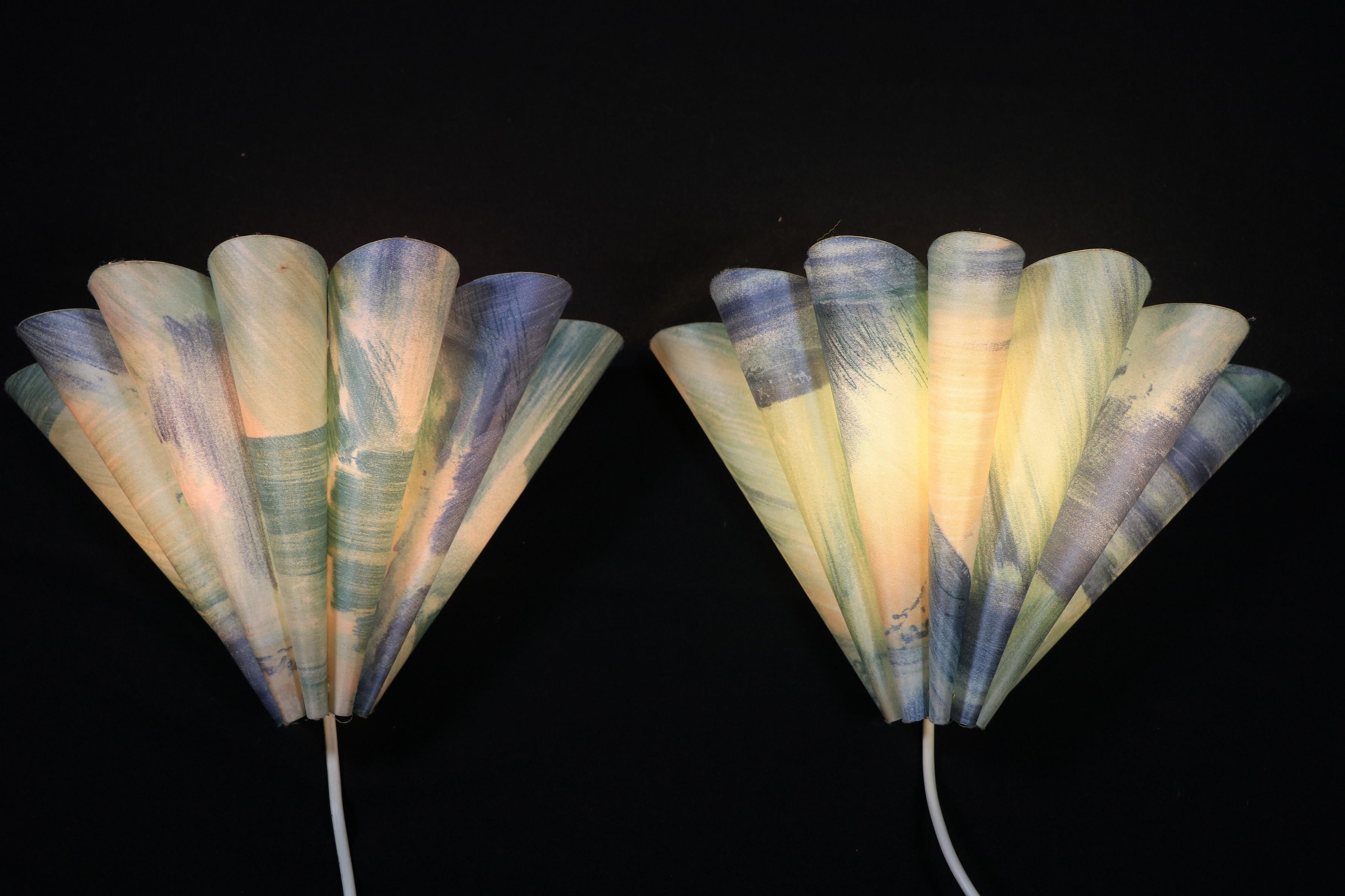 20th Century 3 x Plissee Wall Lights, Shell Shape, from Denmark 1980s
