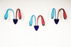 90s Post Modern VeArt Glass ‘Scilla’ Wall Lights Massimo Giacon Artemide, Italy