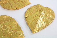 3 x Wall Decoration, Golden Leaves, 1970s