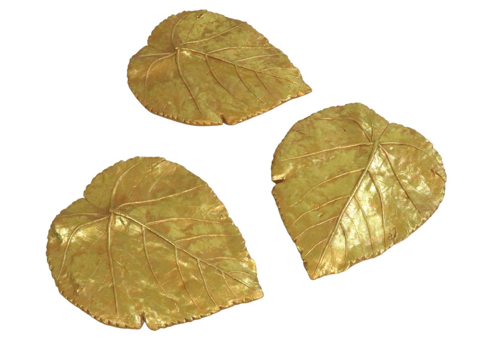 20th Century 3 x Wall Decoration, Golden Leaves, 1970s For Sale