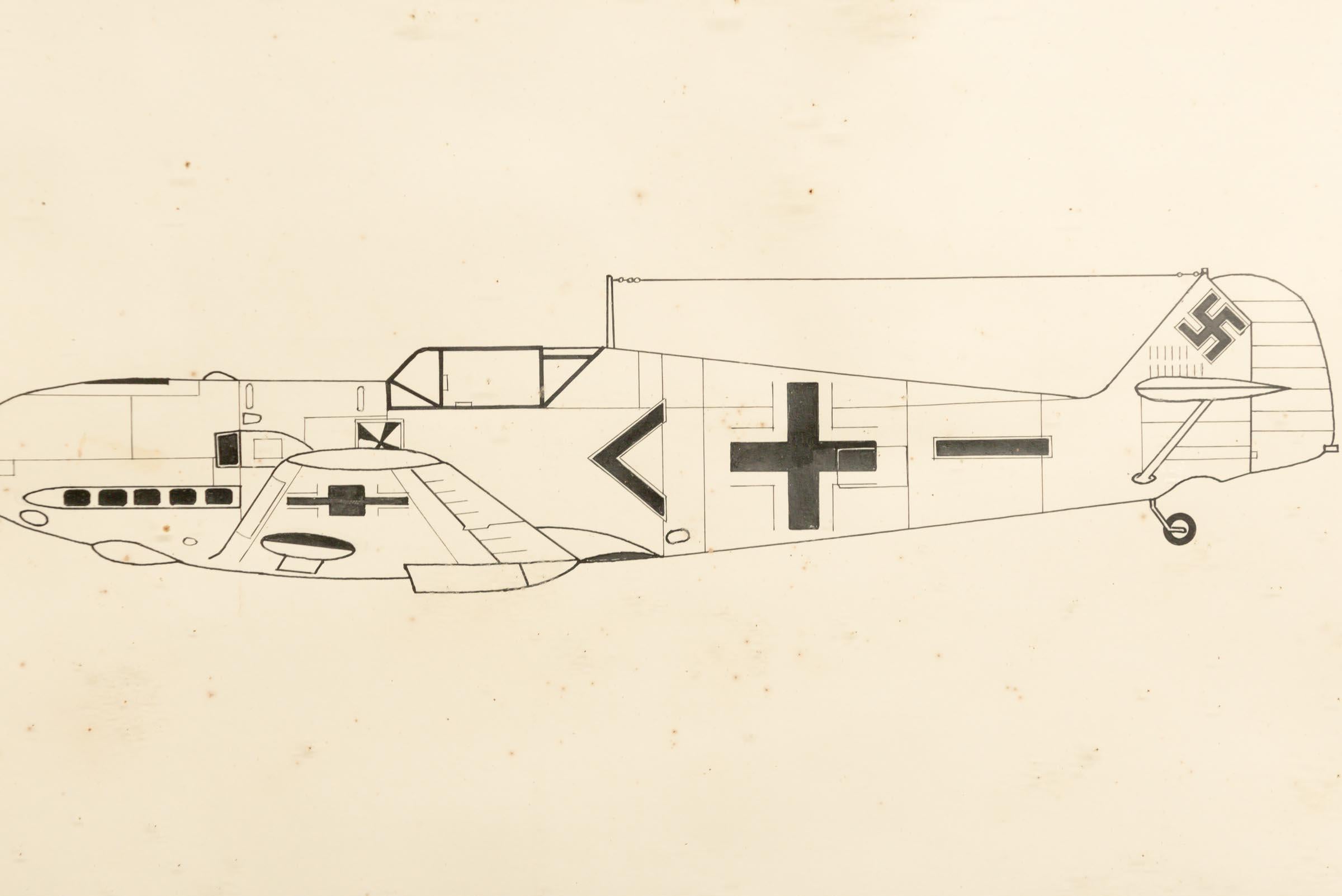 3 x WW2 Plane Ink Drawing In Good Condition For Sale In Alton, GB