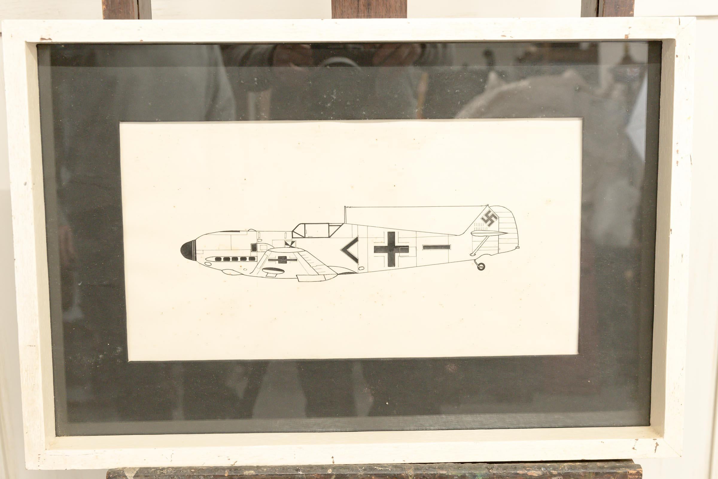 20th Century 3 x WW2 Plane Ink Drawing For Sale