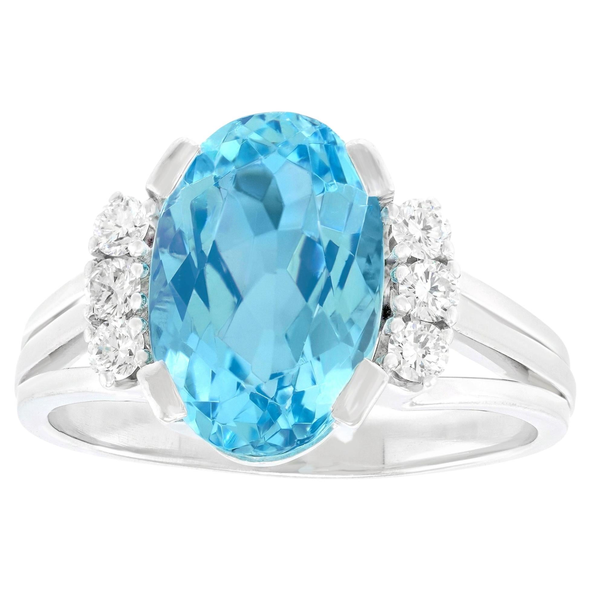 3.0 Carat Aquamarine and Diamond Sixties Ring