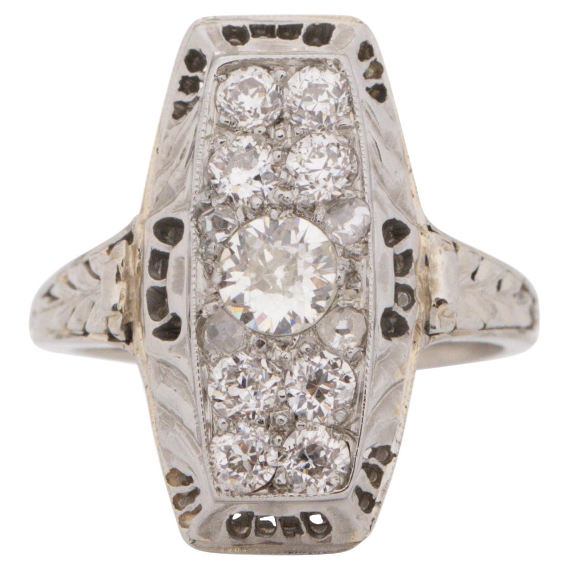 .30 Carat Art Deco Diamond 14 Karat White Gold Engagement Ring