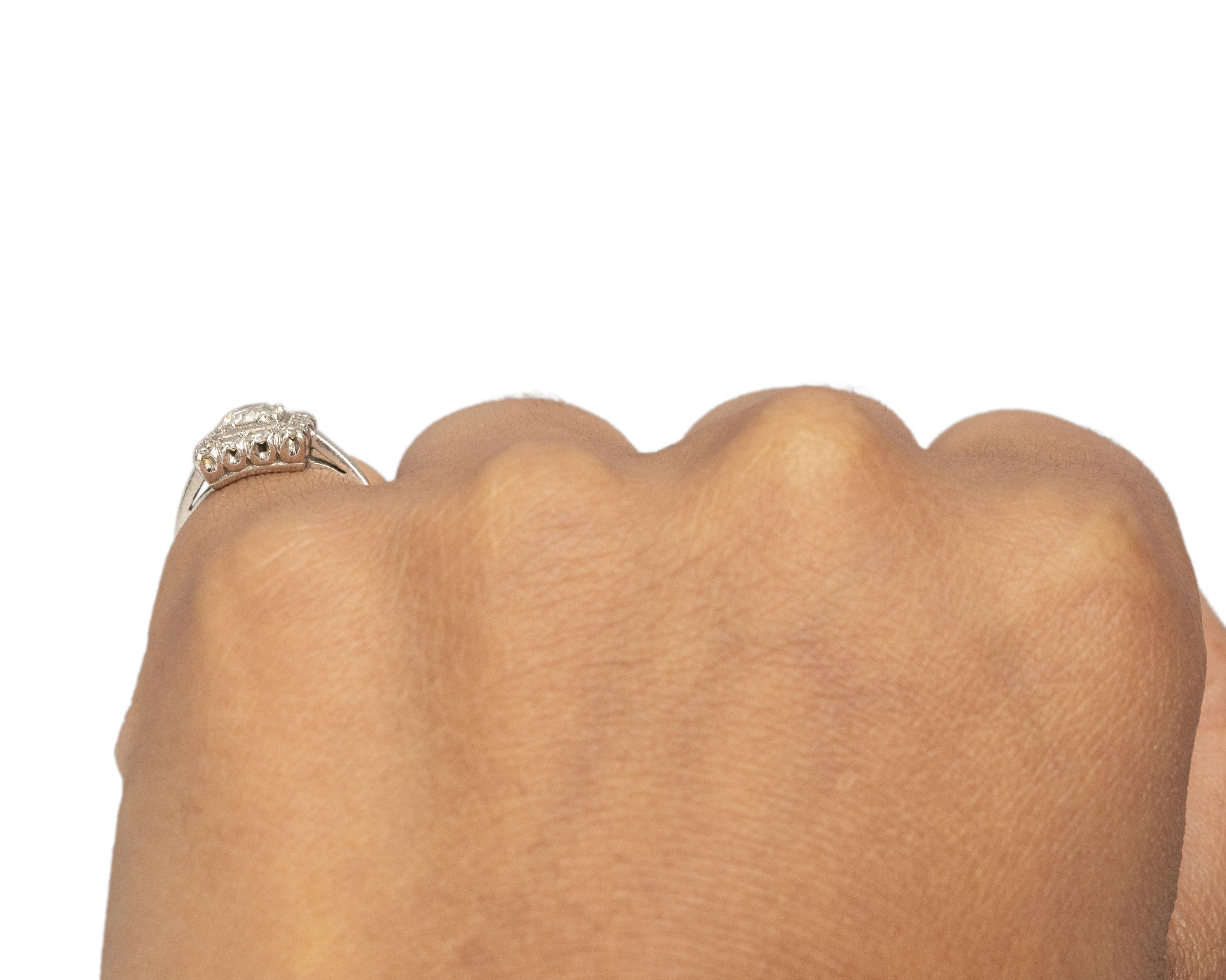 Old European Cut .30 Carat Art Deco Diamond Platinum Engagement Ring For Sale