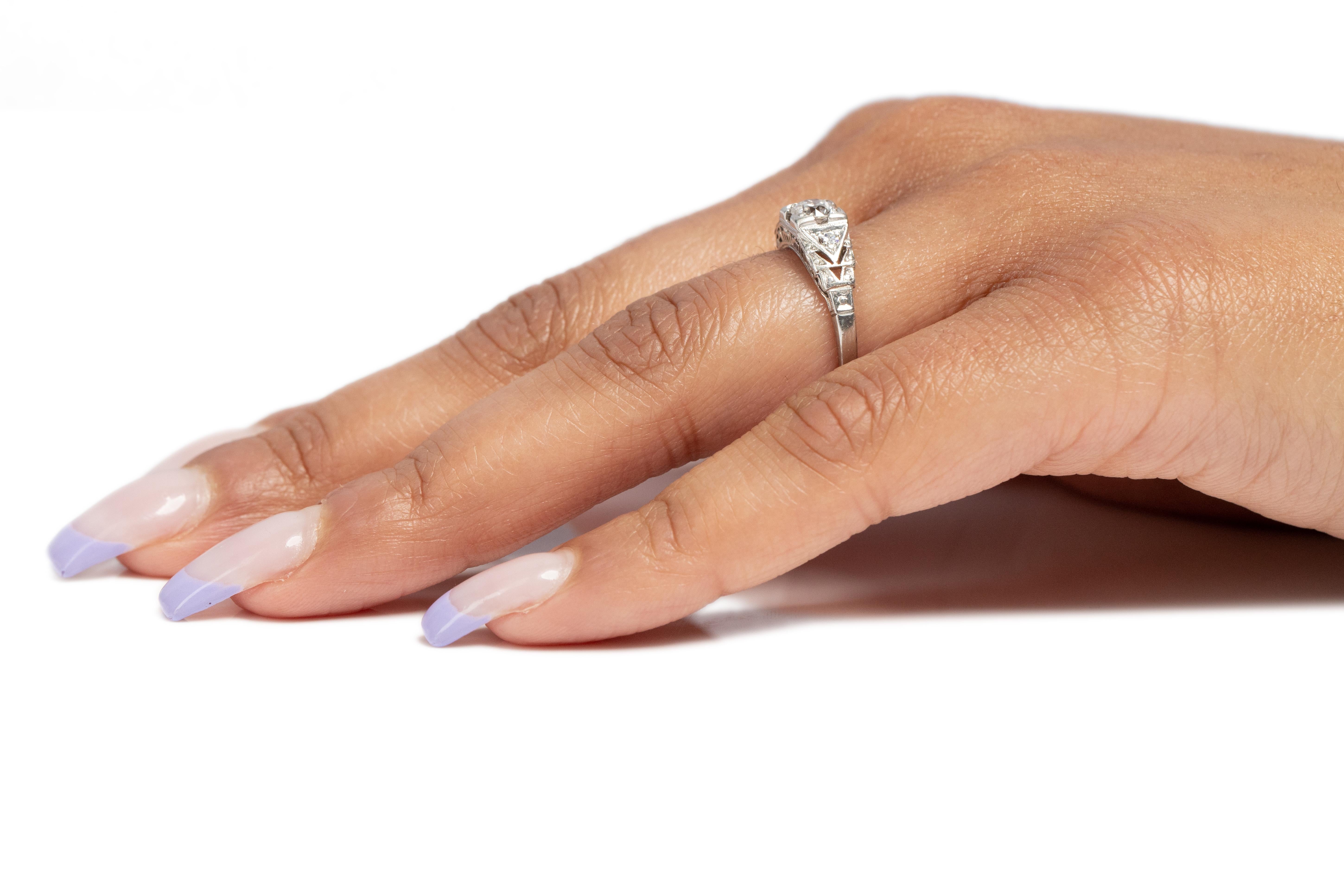 0,30 Karat Art Deco Diamant Platin Verlobungsring im Angebot 1