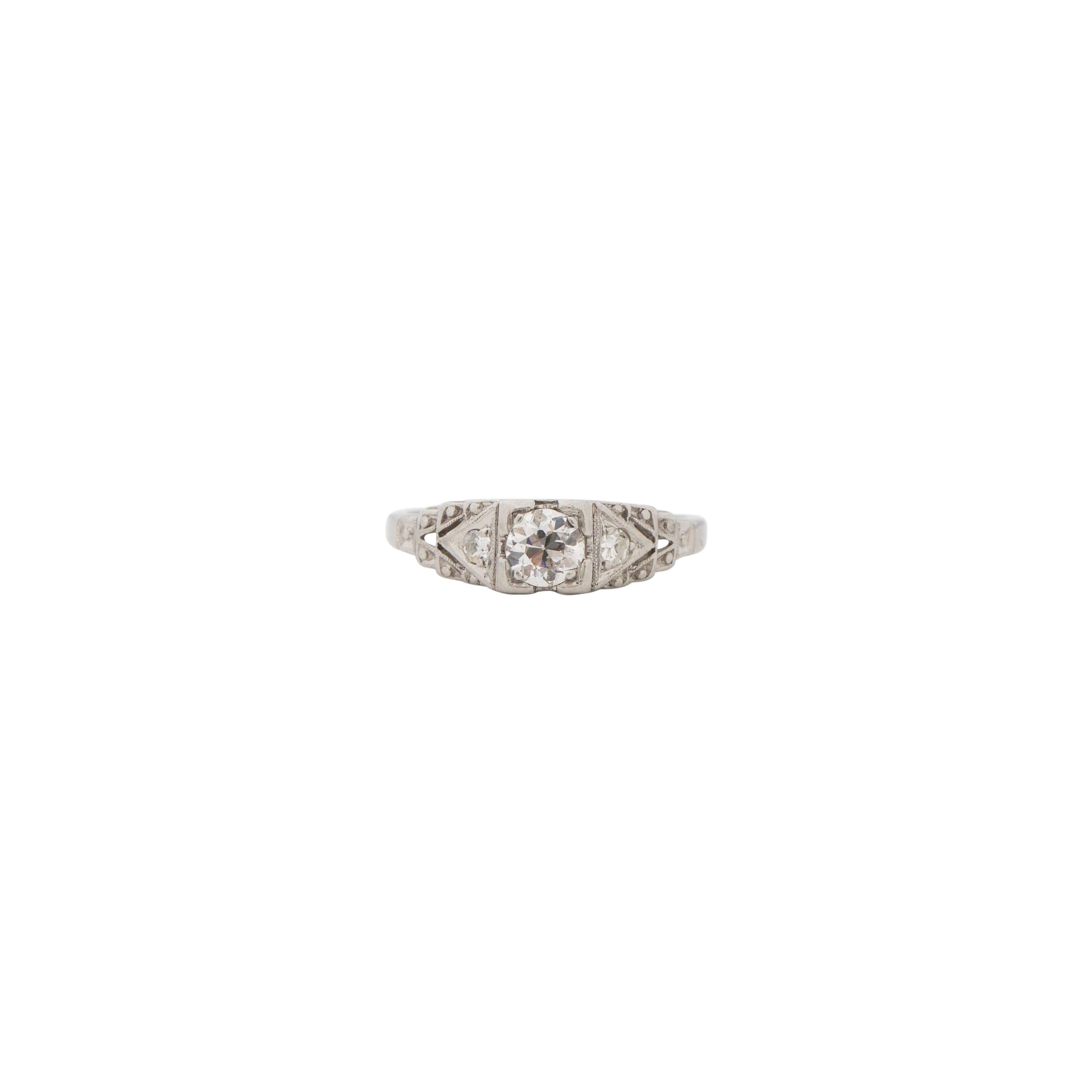 .30 Carat Art Deco Diamond Platinum Engagement Ring For Sale