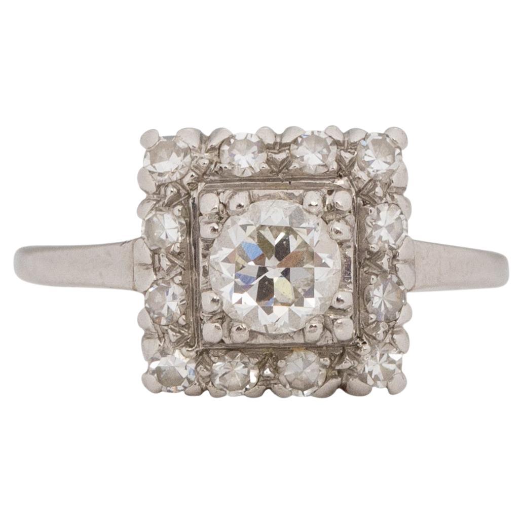 0,30 Karat Art Deco Diamant Platin Verlobungsring