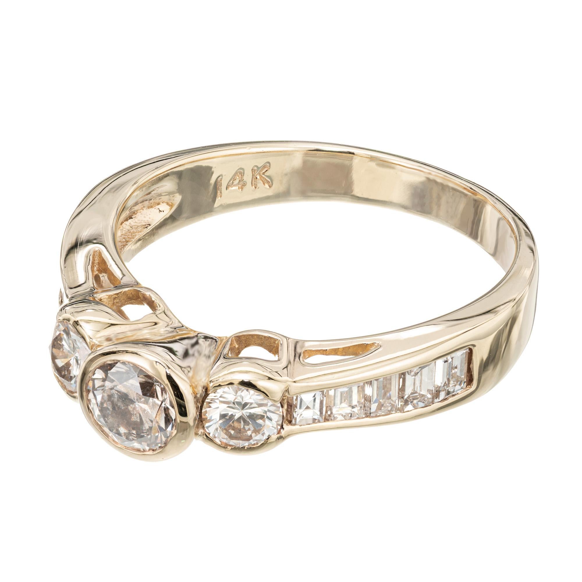 Taille ronde Bague de fiançailles en or jaune avec diamant brun de 0,30 carat en vente